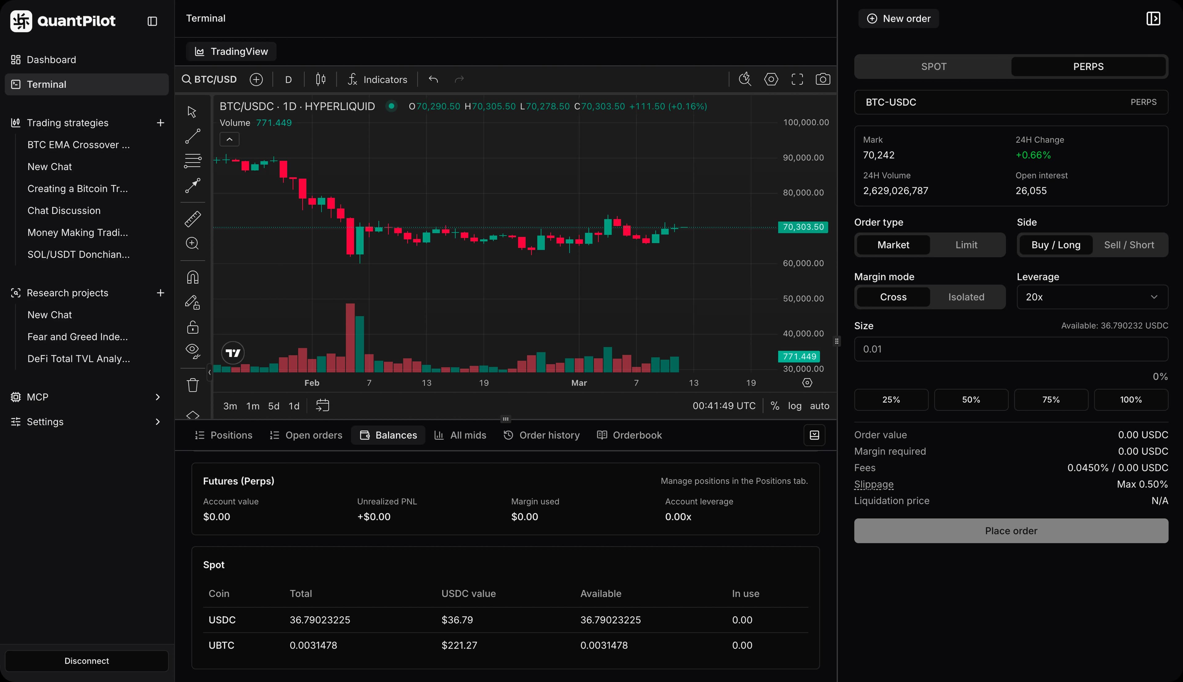 Discretionary trading interface